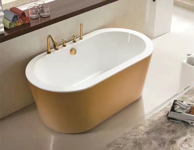 durable acrylic bathtub freestanding pink