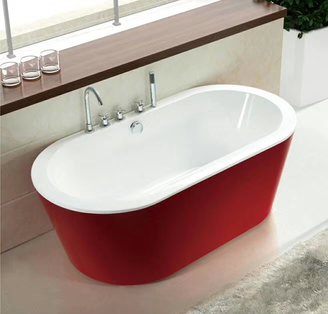 red freestanding good quality acrylic bathtub large