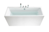 white freestanding durable acrylic bathtub large with mounted mixer